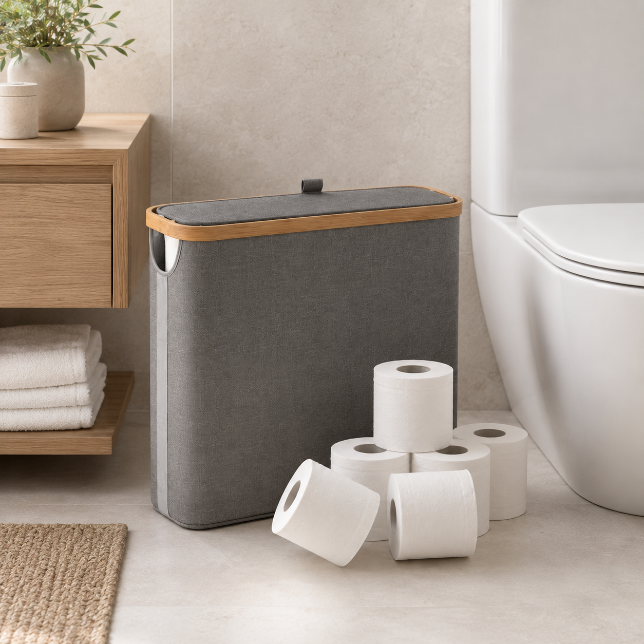 140L Triple-Compartment Laundry Hamper
