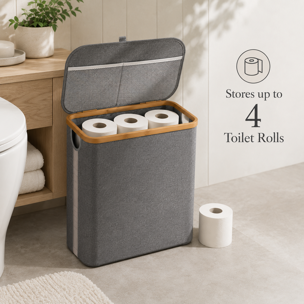 140L Triple-Compartment Laundry Hamper