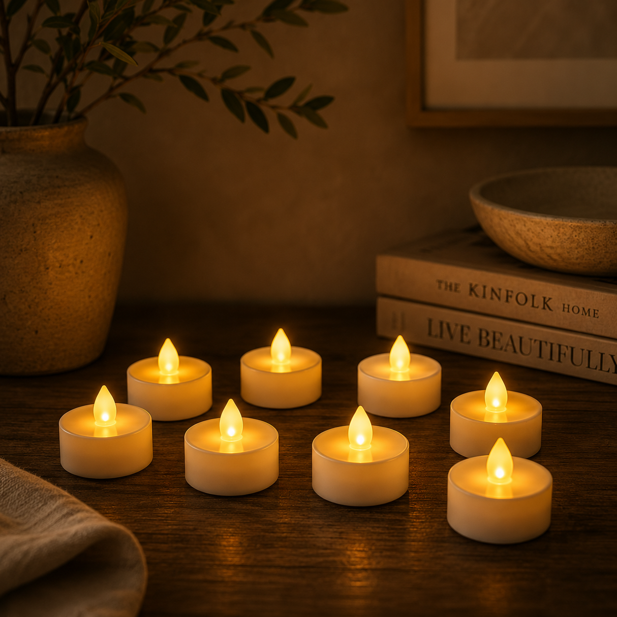 Nestra Flameless LED Tealight Candles — Set of 8